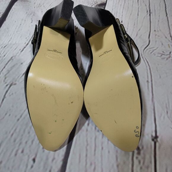 HALE BOB - Black Patent Stacked Block High Heel 4.5" Shoes 8.5 - Picture 8 of 9